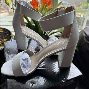 Nasty Gal White Block Heel Sandals